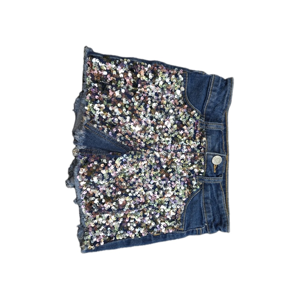 Justice  SHORTS Sequins Raw Hem Kid Girls Sz 7
